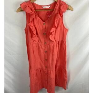 NWT PatPat Ruffle Detail Coral Pink Orange Dress Size Small